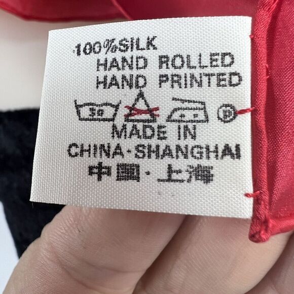 Silk Square Scarf Golden Camel of Shanghai Hand Rolled and Hand Printed Colerful - Picture 6 of 8